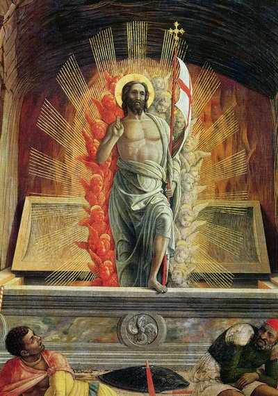 The Resurrection, right hand predella panel from the Altarpiece of St. Zeno of Verona, 1456-60 (detail) by Andrea Mantegna